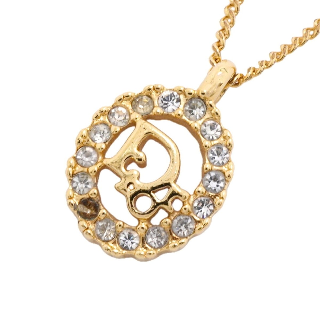 Christian Dior Necklace, GP Plated, Rhinestone, Gold, Women's: --- Catalog ---Category: SizePendant Size: 20.7mm x 13.8mm / 0.81'' x 0.54''Neck Circumference: 41.5 cm - 47 cm / 16.33'' - 18.5''Category: DesignColor: GoldGender: WomenMaterial: Gold plating, Rhines