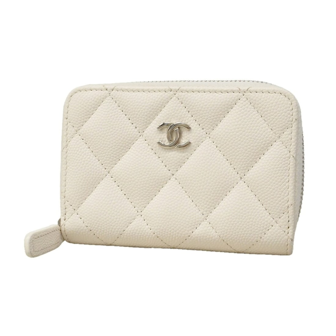 Chanel Matelassé Caviar Leather Wallet/Coin Case, White, for Women: --- Catalog ---Category: SizeSize (HxWxD): 7.5cm x 10.5cm x 2cm / 2.95'' x 4.13'' x 0.78''Category: DesignType: Coin purse/coin caseColor: WhiteGender: WomenMaterial: Grained Calfskin Category: Genera