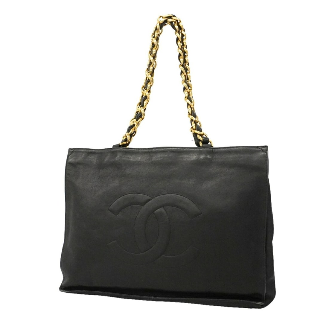 Chanel Tote Bag/Chain Tote, Lambskin, Black, Women's: --- Catalog ---Category: SizeSize (HxWxD): 31cm x 41cm x 11cm / 12.2'' x 16.14'' x 4.33''Category: DesignType: Tote bagColor: BlackGender: WomenMaterial: Leather Hardware Color: GoldLeather/Fur Type: 