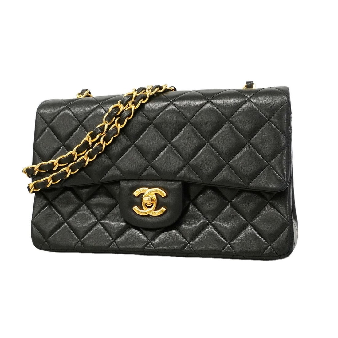 Chanel Matelassé Shoulder Bag, Double Flap, Chain, Lambskin, Black, Women's: --- Catalog ---Category: SizeSize (HxWxD): 14cm x 23cm x 7cm / 5.51'' x 9.05'' x 2.75''Category: DesignType: Shoulder bagColor: BlackGender: WomenMaterial: Leather Hardware Color: GoldLeather/Fur Type