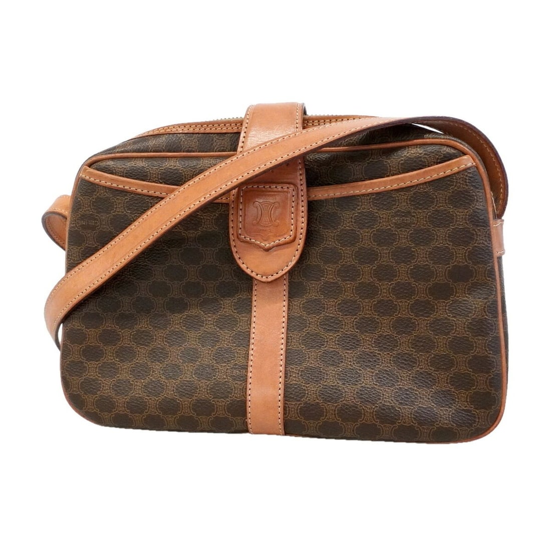 Celine Macadam Shoulder Bag, Brown, Women's: --- Catalog ---Category: SizeSize (HxWxD): 17.5cm x 24.5cm x 6cm / 6.88'' x 9.64'' x 2.36''Category: DesignType: Shoulder bagColor: BrownGender: WomenMaterial: PVC Hardware Color: GoldCategory: Genera