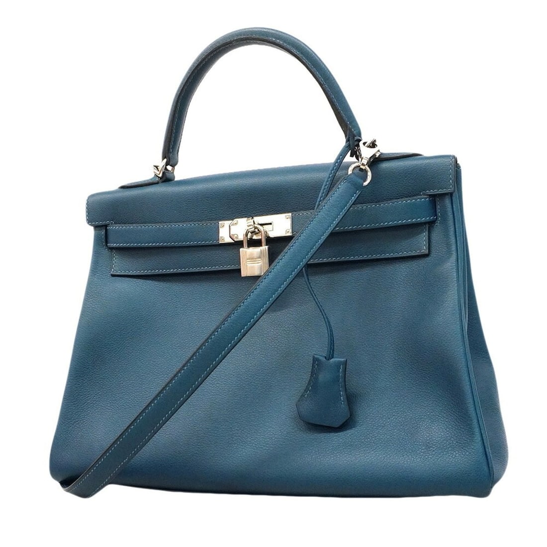 Hermes Kelly 32 Verso Evercolor Deep Blue (Vert Bosphore) Handbag, 2-way bag for women, D stamp,: --- Catalog ---Category: SizeSize (HxWxD): 24cm x 32cm x 12cm / 9.44'' x 12.59'' x 4.72''Category: DesignType: HandbagColor: Deep blueGender: WomenHardware Color: SilverCategory: GeneralBrand: Hermes-