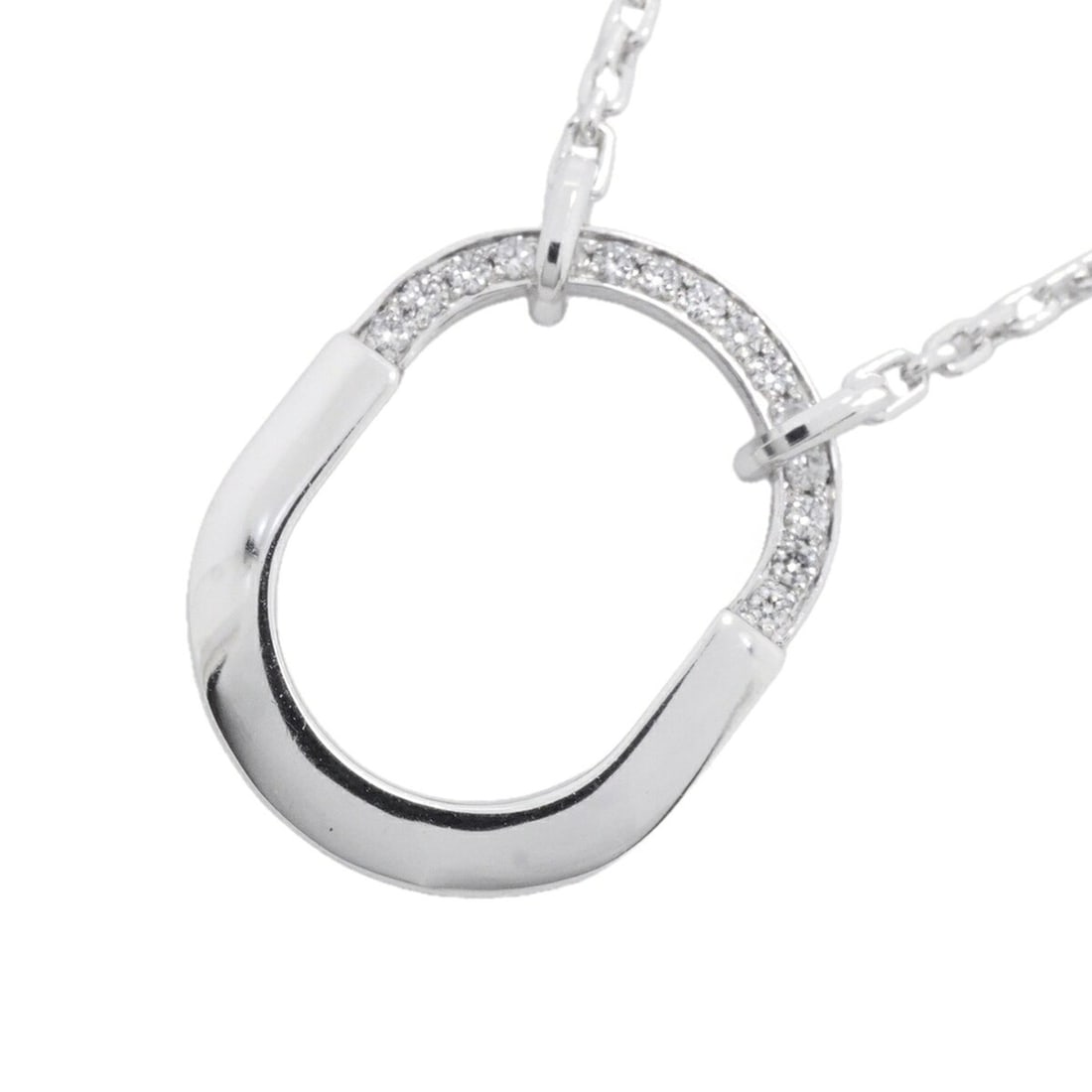 Tiffany & Co. Lock Small Half-Diamond Necklace, 18K White Gold, Diamond, Women's