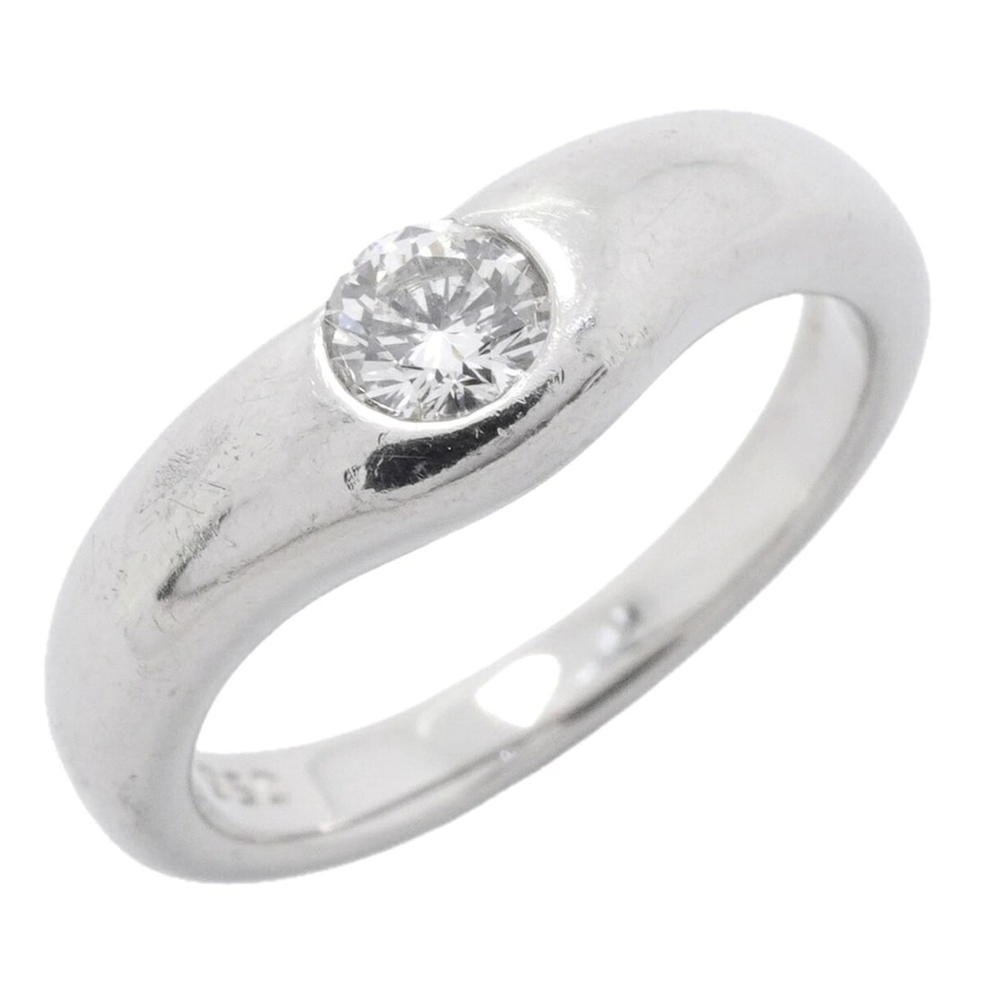 Tiffany & Co. Curved Band Ring, 1PD (One Diamond), Pt950 Platinum, Size 7.5, Women's: --- Catalog ---Category: SizeJP Size: 7.5US Size: 4Category: DesignType: Band ringStone: DiamondGender: WomenMaterial: Platinum 950Category: GeneralBrand: Tiffany--- Item List ---Section: ConditionRan