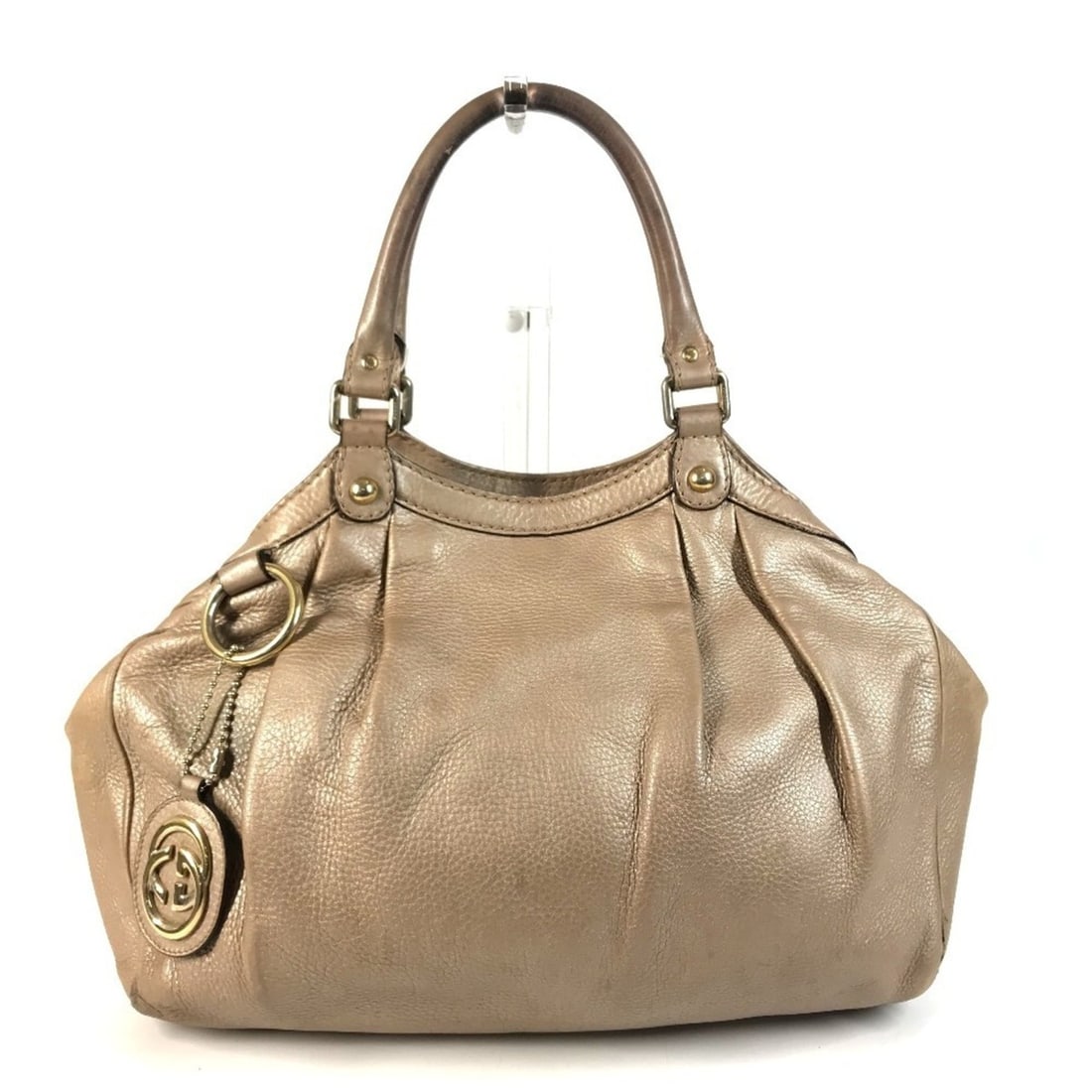 GUCCI 211944 GG Charm Bag Tote Shoulder Leather Men's Women's Metallic Pink Beige (1 of 18)