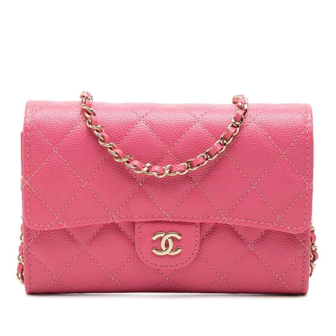 Chanel Matelassé Coco Mark Chain Wallet Shoulder Bag, Pink Caviar Leather, Women's CHANEL (1 of 7)