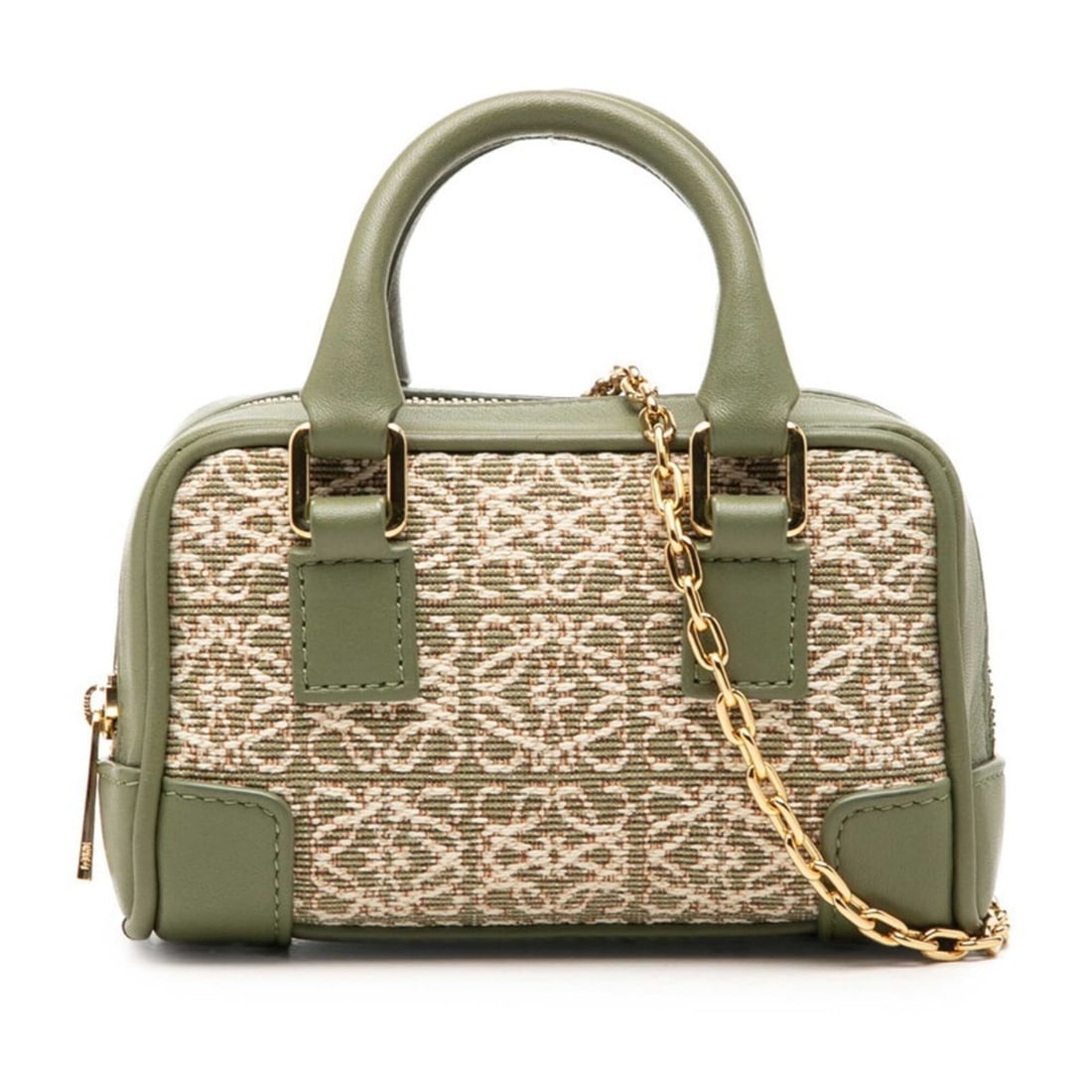 Loewe Repeat Anagram Amazona 12 Mini Handbag Chain Shoulder Bag 2-Way Green Gold Hardware Canvas (1 of 6)