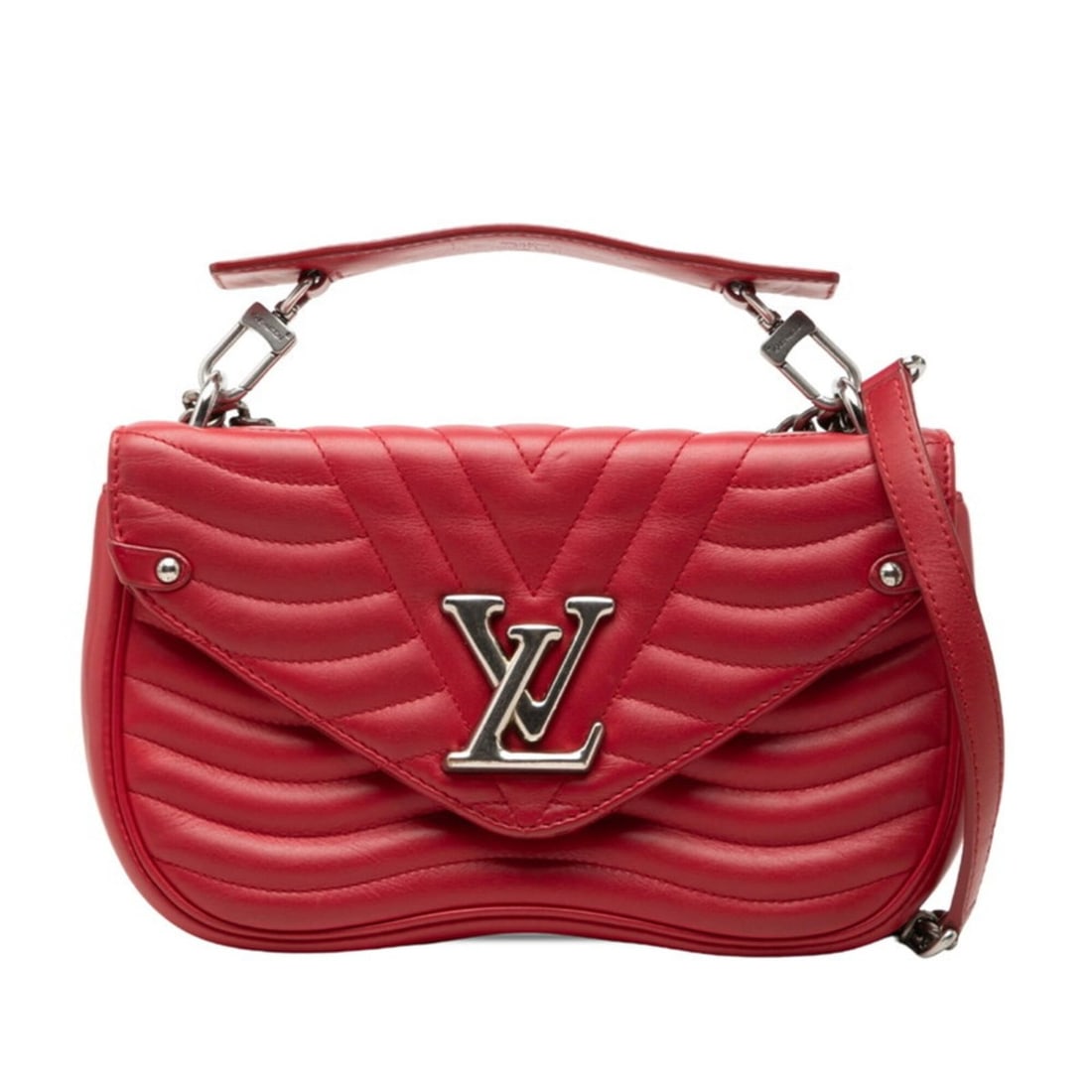Louis Vuitton New Wave Chain Bag MM, Handbag/Shoulder Bag, 2-Way, M51943, Red Leather, Women's,: --- Catalog ---Category: SizeSize (HxWxD): 15cm x 25cm x 6cm / 5.9'' x 9.84'' x 2.36''Category: DesignType: Handbag, Shoulder bagColor: Red colorGender: WomenMaterial: Leather Category: GeneralMPN: M5