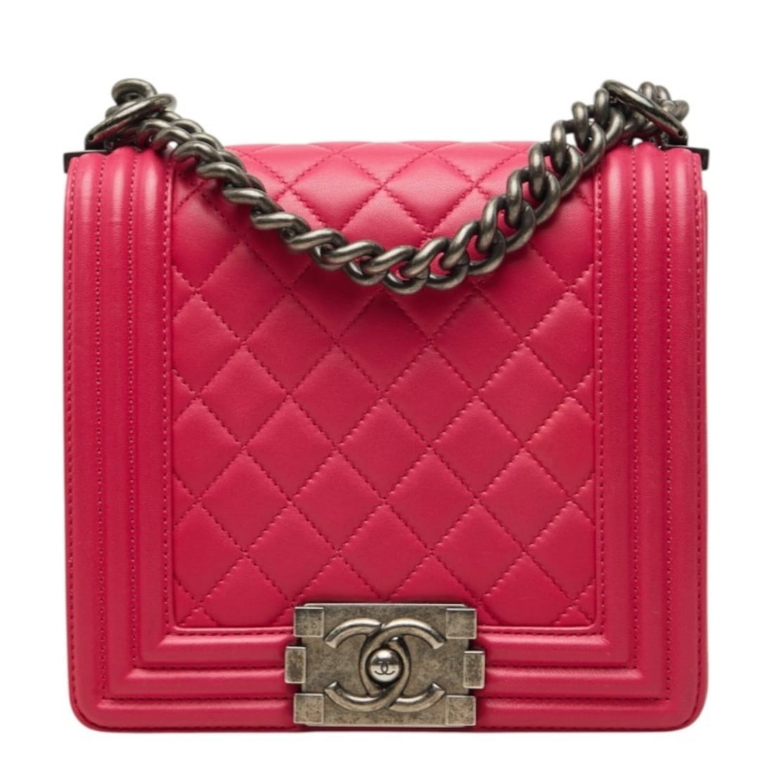 Chanel Boy Coco Mark Chain Shoulder Bag Pink Lambskin Women's CHANEL (1 of 11)