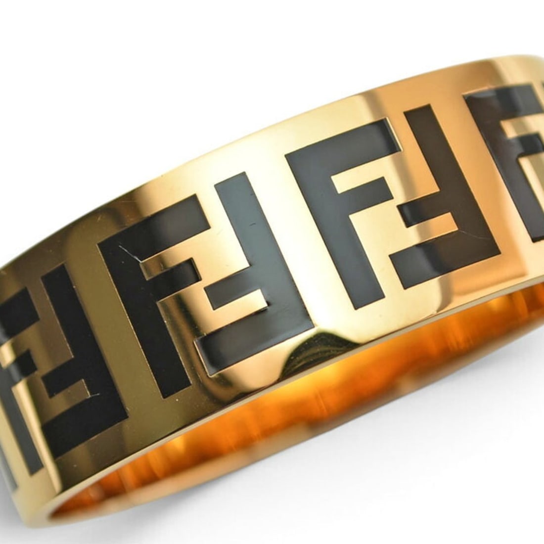 Fendi Bangle Bracelet FENDI FF Black Gold Metal Women's (1 of 9)