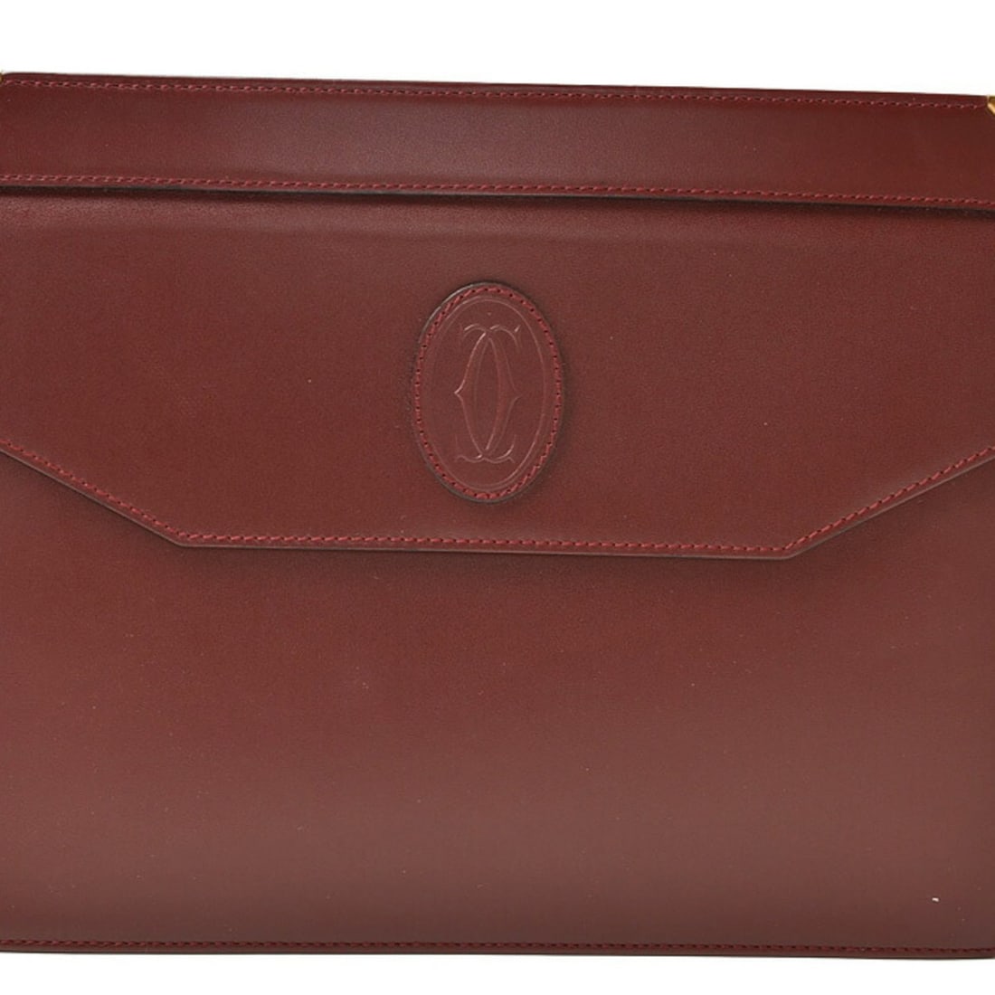 Cartier clutch bag, Must line, men's leather, burgundy.: --- Catalog ---Category: SizeSize (HxWxD): 19.5cm x 26.5cm x 4.5cm / 7.67'' x 10.43'' x 1.77''Category: DesignType: Clutch bagColor: BordeauxGender: Men,WomenMaterial: Leather Category: GeneralBrand: 