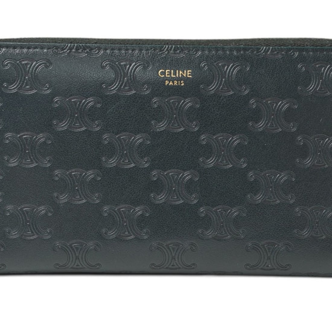 Celine long wallet CELINE 10B553FQC AMAZONE Green Triomphe embossed large zip round leather Men's: --- Catalog ---Category: SizeSize (HxWxD): 10cm x 19.5cm x 2cm / 3.93'' x 7.67'' x 0.78''Category: DesignType: Coin purse/coin caseColor: GreenGender: Men,WomenMaterial: Leather Category: GeneralMPN: 