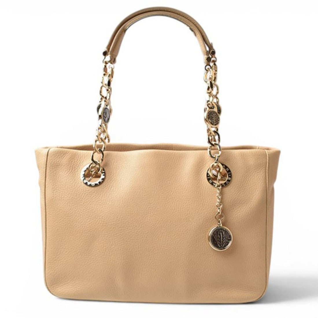 Bulgari tote bag, BVLGARI Monete leather chain beige, women's.: --- Catalog ---Category: SizeSize (HxWxD): 20cm x 30cm x 10cm / 7.87'' x 11.81'' x 3.93''Category: DesignType: Shoulder bag, Tote bagColor: BeigeGender: WomenMaterial: Leather Category: GeneralBrand: 