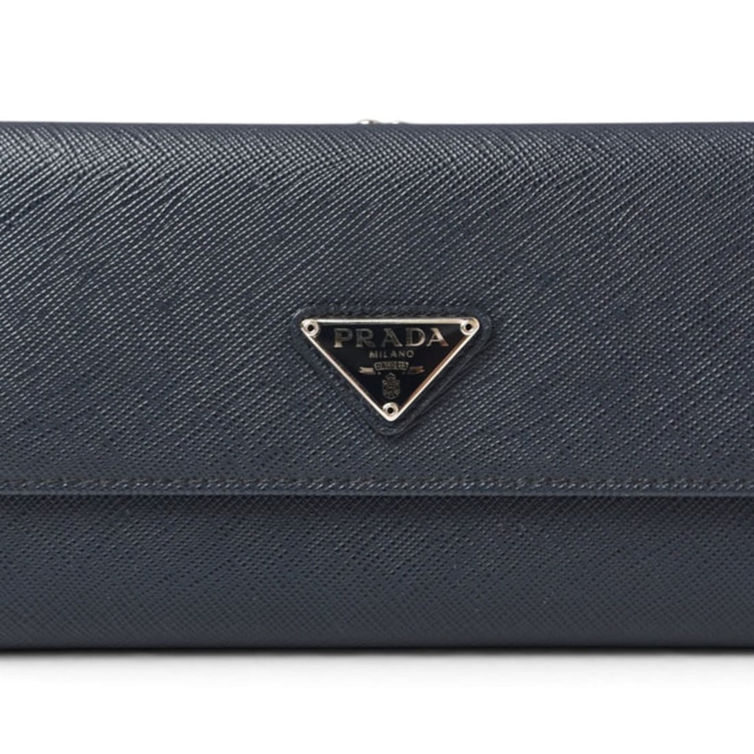 Prada wallet, long PRADA Saffiano Triangle, BALTICO, navy, women's. (1 of 10)