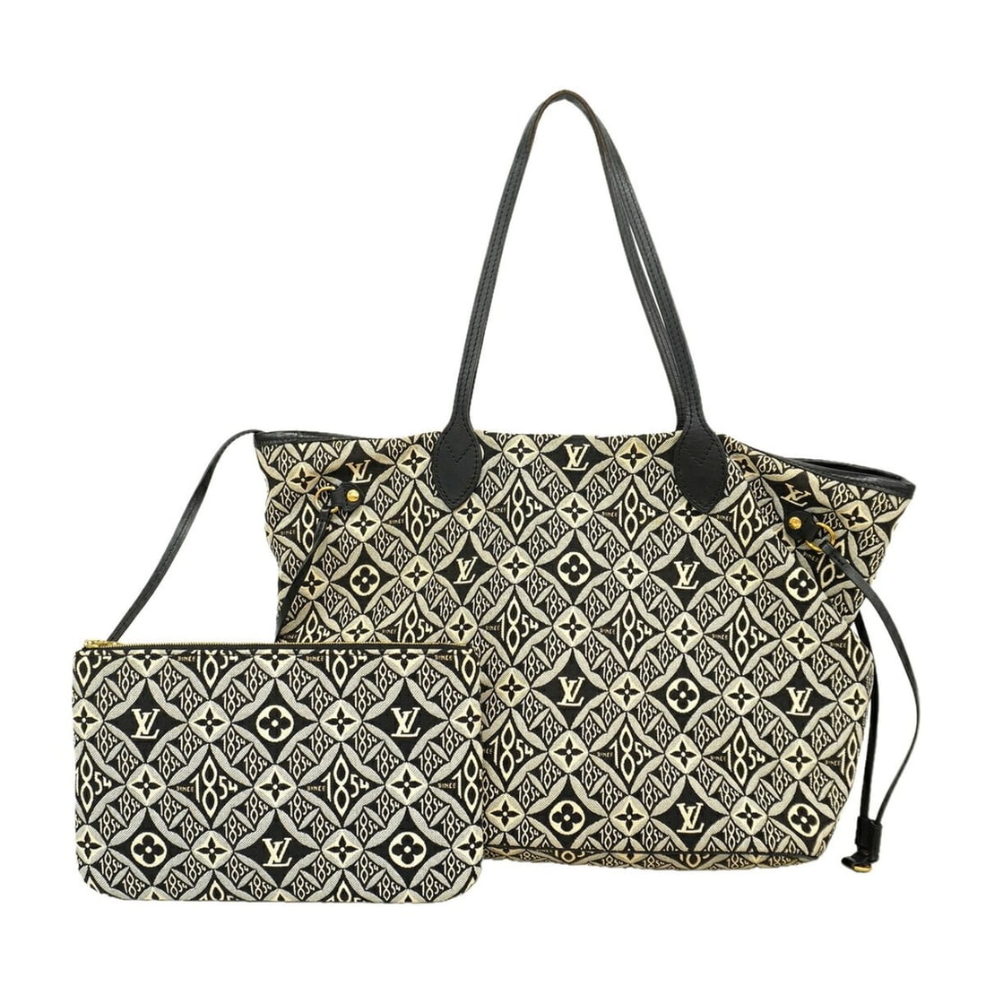 Louis Vuitton Monogram Jacquard Tote Bag, SINCE 1854, Neverfull MM, M57230, Black/Gray, Women's: --- Catalog ---Category: SizeSize (HxWxD): 28cm x 31cm x 16cm / 11.02'' x 12.2'' x 6.29''Category: DesignType: Tote bagColor: Black, GrayGender: WomenCategory: GeneralMPN: M57230Brand: Louis Vuitton--