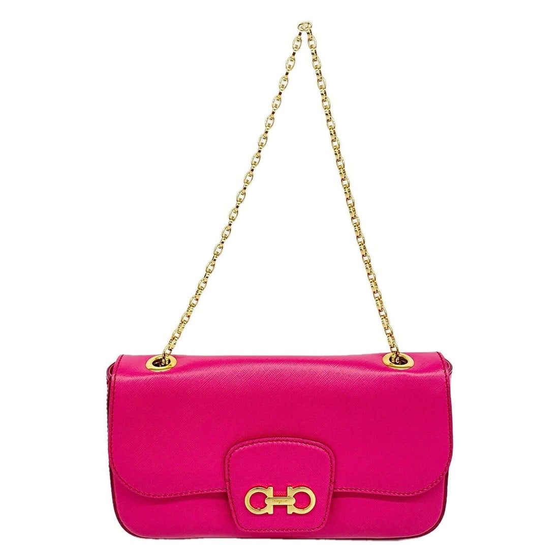 Salvatore Ferragamo Gancini Leather Shoulder Bag, Pink, Women's: --- Catalog ---Category: SizeSize (HxWxD): 14cm x 24.5cm x 6.5cm / 5.51'' x 9.64'' x 2.55''Category: DesignType: Shoulder bagColor: PinkGender: WomenMaterial: Leather Hardware Color: GoldCategory: Gen