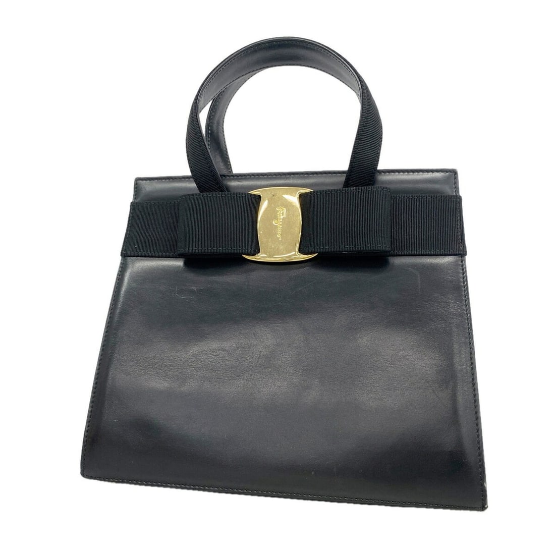 Salvatore Ferragamo Vara Leather Handbag, Black, Women's