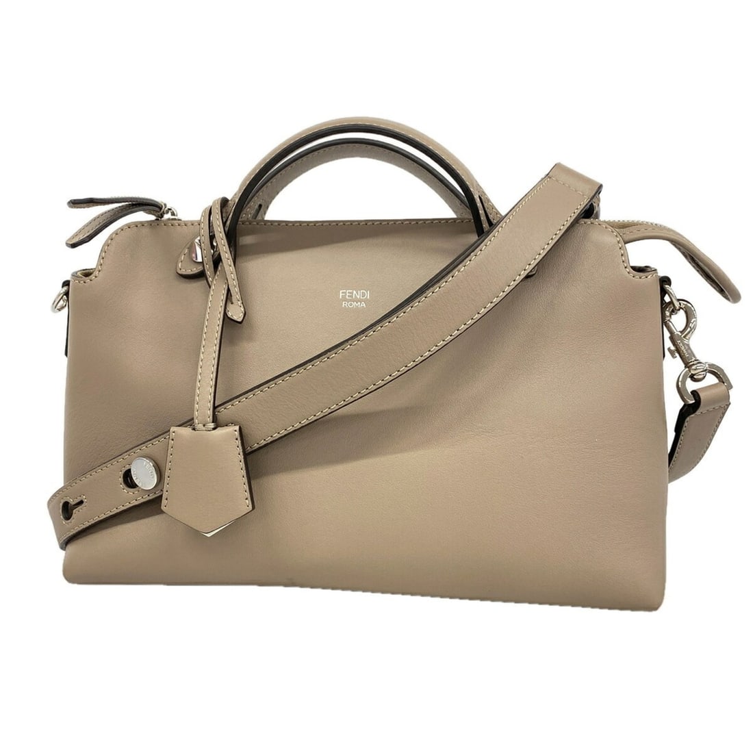 Fendi By The Way Leather Handbag, Grey, 2-way bag for women: --- Catalog ---Category: SizeSize (HxWxD): 18cm x 28cm x 12.5cm / 7.08'' x 11.02'' x 4.92''Category: DesignType: HandbagColor: GrayGender: WomenMaterial: Leather Hardware Color: SilverCategory: Genera