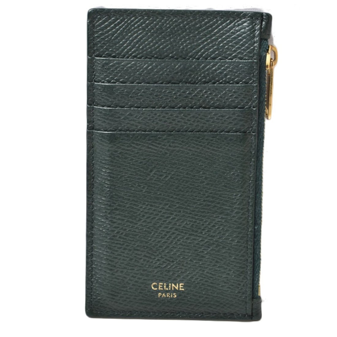 Celine Coin Case Card Holder CELINE Zip-closure Compact Fragment Green 10B683BEL: --- Catalog ---Category: SizeSize (HxWxD): 7.5cm x 13cm x 1cm / 2.95'' x 5.11'' x 0.39''Category: DesignType: Coin purse/coin caseColor: GreenGender: UnisexMaterial: Leather Category: GeneralBrand: Ce