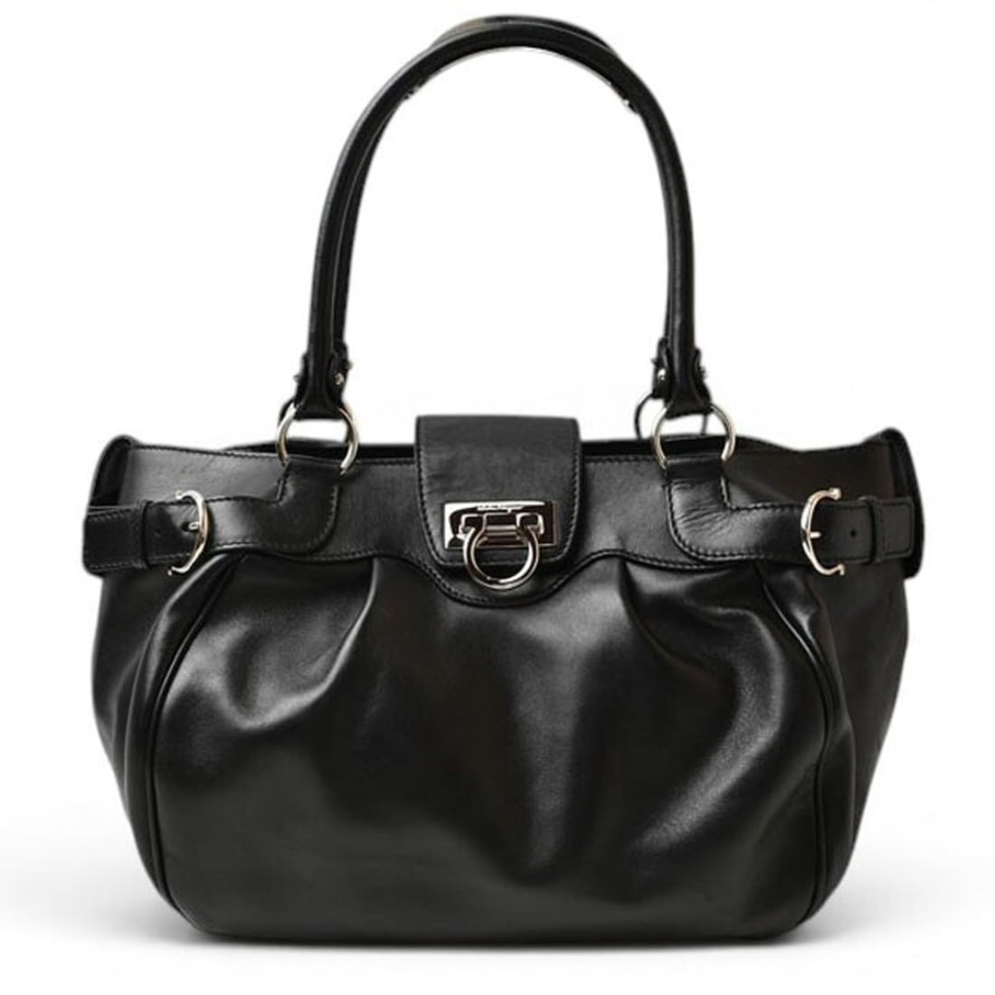 Salvatore Ferragamo Ferragamo Tote Bag, Salvatore Gancini Nappa Leather, Black, Women's (1 of 12)
