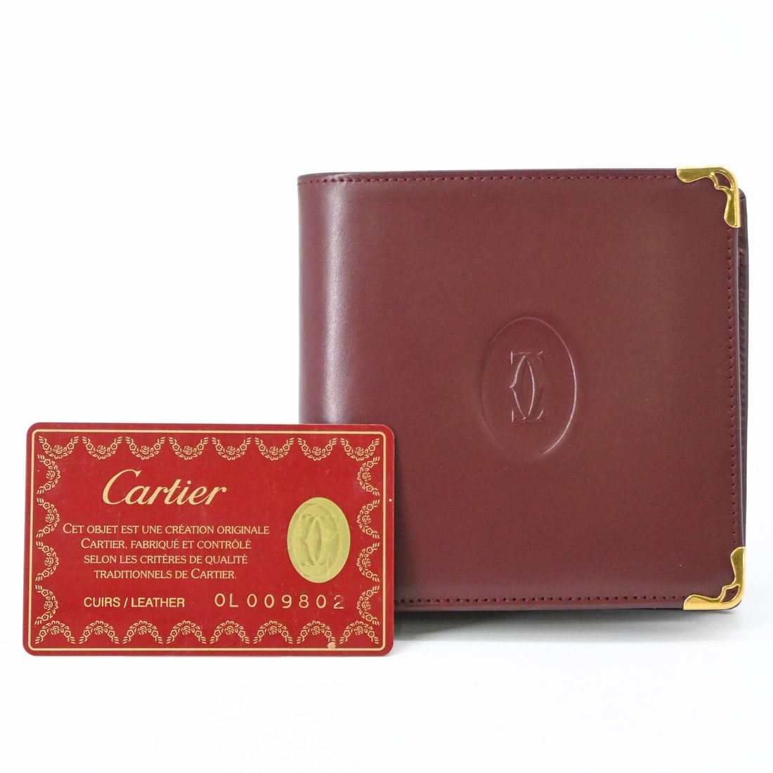 Cartier Must Line Bi-fold Wallet, Bordeaux Red Leather (1 of 16)