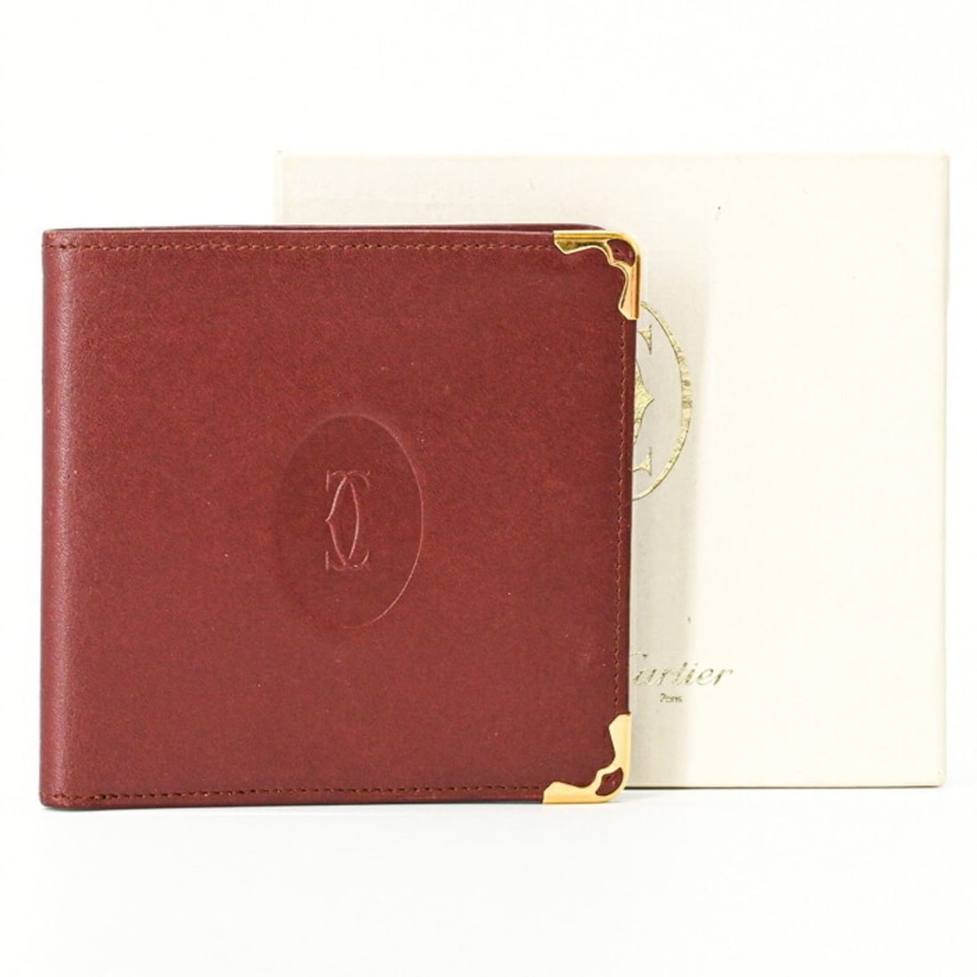 Cartier Must Line Bi-fold Wallet, Billfold, Leather, Women's, Bordeaux, Size 7, 3184158: --- Catalog ---Category: SizeSize (HxWxD): 9.5cm x 10cm x 1cm / 3.74'' x 3.93'' x 0.39''Category: DesignType: Wallet (bi-fold)Color: BordeauxGender: WomenMaterial: Leather Category: GeneralLine: MustB
