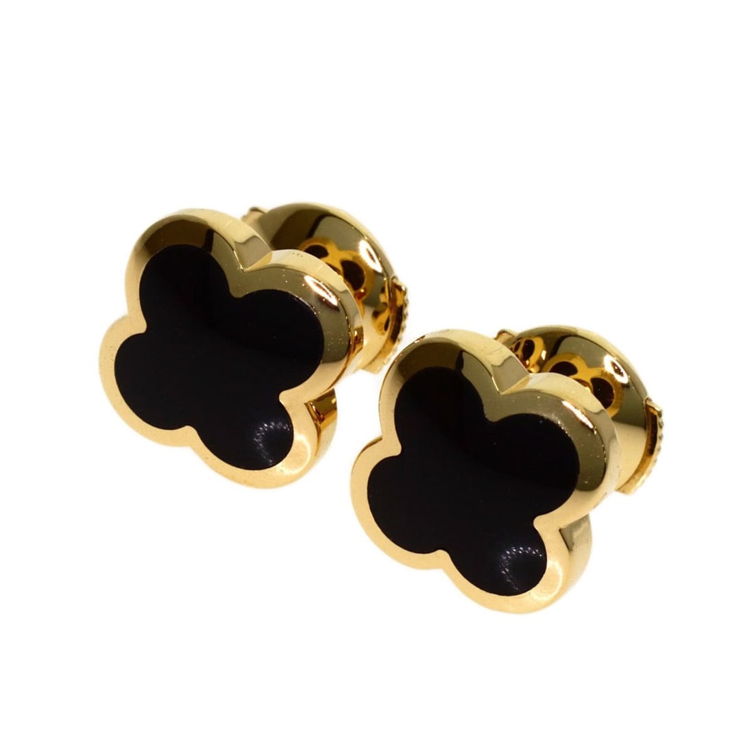 Van Cleef & Arpels Pure Alhambra Onyx Earrings, 18K Yellow Gold, Women's: --- Catalog ---Category: SizeSize (HxWxD): 9.60mm x 9.60mm / 0.38'' x 0.38''Category: DesignType: Stud earringsGender: WomenMaterial: Yellow gold (18K)Category: GeneralBrand: Van Cleef & Arpels--- Ite