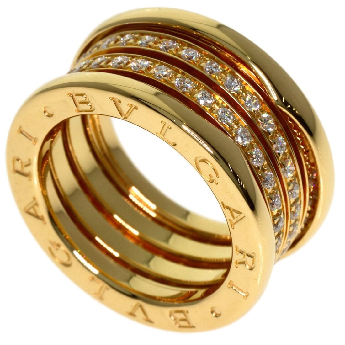 Bvlgari Bulgari B-zero1 4-band full diamond ring, size #50, 18K yellow gold, women's.: --- Catalog ---Category: SizeJP Size: 10US Size: 5.5Category: DesignType: Band ringGender: WomenMaterial: Yellow gold (18K)Category: GeneralLine: B.zero1Brand: Bvlgari--- Item List ---Section: Conditi