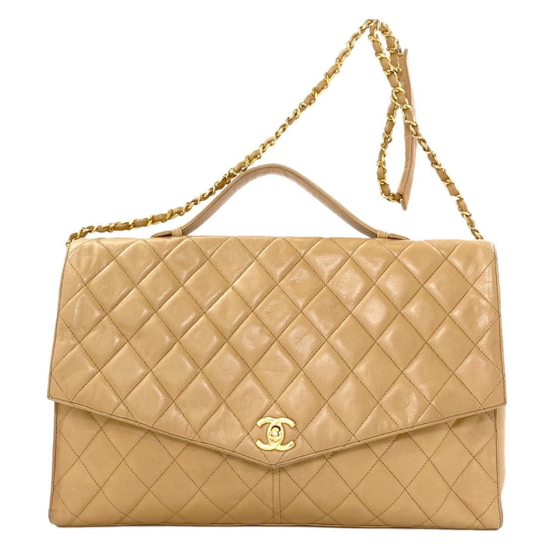Chanel Matelassé Coco Mark Chain Gold Hardware 2-Way Handbag Lambskin Women's CHANEL: --- Catalog ---Category: SizeSize (HxWxD): 22.5cm x 34.5cm x 8cm / 8.85'' x 13.58'' x 3.14''Category: DesignType: HandbagColor: BeigeGender: WomenMaterial: Leather Category: GeneralBrand: Chanel--- It