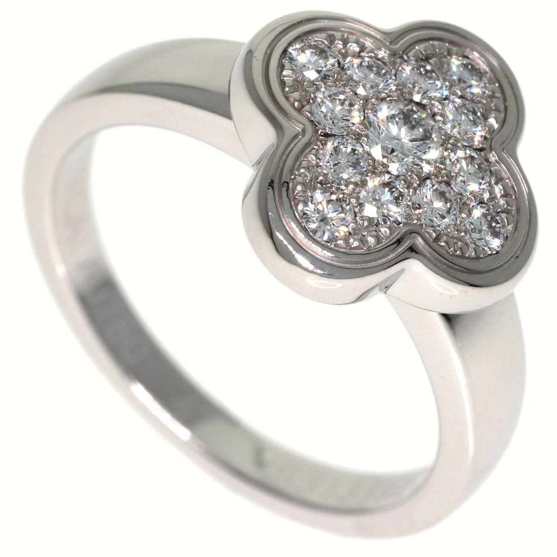 Van Cleef & Arpels Pure Alhambra Small Model Diamond Ring, 18K White Gold, Women's.: --- Catalog ---Category: SizeJP Size: 6.5US Size: 3.5Category: DesignType: Band ringColor: White goldGender: WomenMaterial: White goldCategory: GeneralBrand: Van Cleef & Arpels--- Item List ---Section