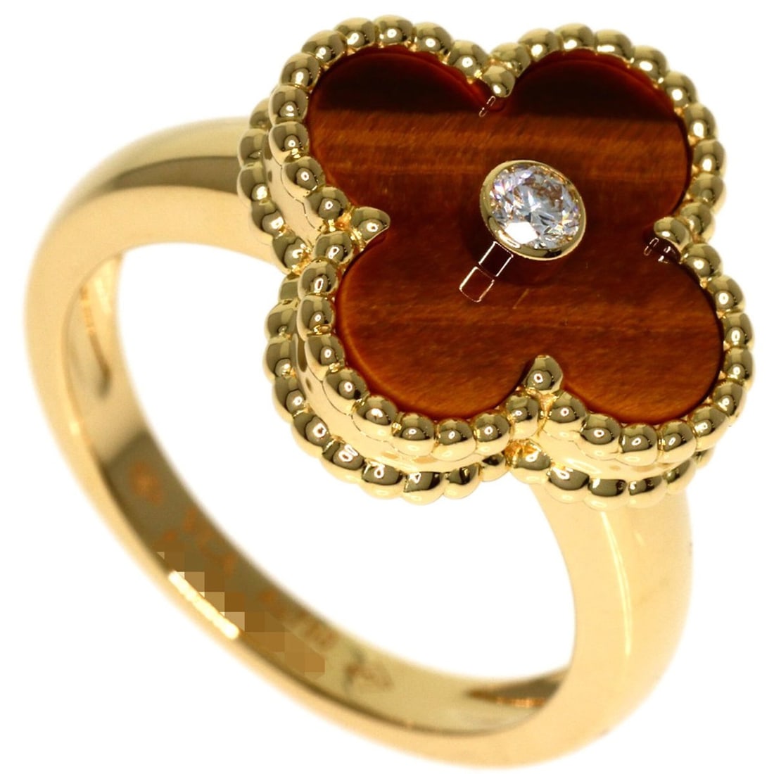 Van Cleef & Arpels Vintage Alhambra Tiger's Eye Ring #51, 18K Yellow Gold, Women's.: --- Catalog ---Category: SizeJP Size: 11US Size: 6Category: DesignType: Band ringColor: Yellow goldGender: WomenMaterial: Yellow goldCategory: GeneralBrand: Van Cleef & Arpels--- Item List ---Section: