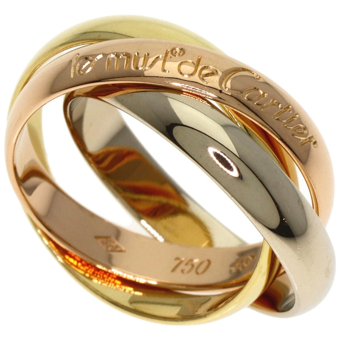 Cartier Trinity #49 Ring - 18K Yellow Gold/18K White Pink Gold Women's CARTIER: --- Catalog ---Category: SizeJP Size: 9US Size: 5Category: DesignType: Band ringGender: WomenMaterial: Pink gold (18K), White gold (18K), Yellow gold (18K)Category: GeneralLine: TrinityBrand: Cartier-