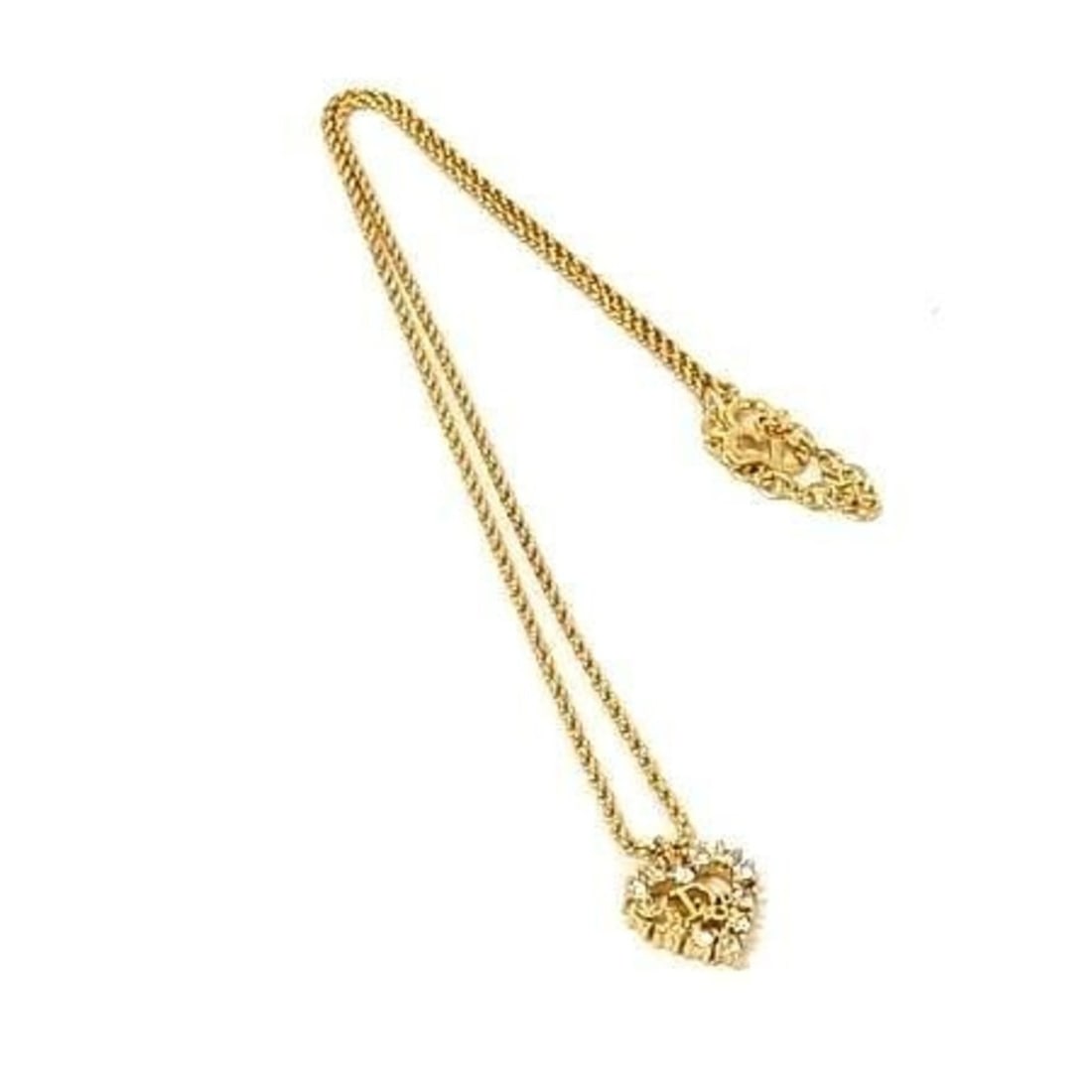 Christian Dior Necklace, Heart Design, Gold Metal, Rhinestones, Women's: --- Catalog ---Category: SizePendant Size: 13mm x 13mm / 0.51'' x 0.51''Neck Circumference: 43 cm / 16.92''Category: DesignColor: GoldStone: RhinestoneGender: WomenMaterial: MetalPendant Type: Pendant