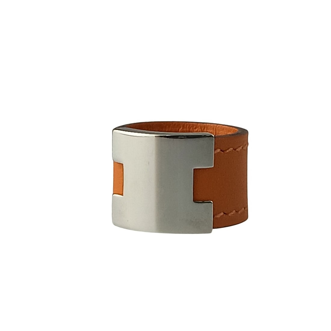 HERMES Hermes Ring, Lurie Orange Silver Swift Metal, Women's: --- Catalog ---Category: SizeWidth: 15mm / 0.59''JP Size: 11US Size: 6Category: DesignType: Band ringColor: Orange, SilverGender: WomenMaterial: Metal, Swift leatherCategory: GeneralLine: LurieBrand: 
