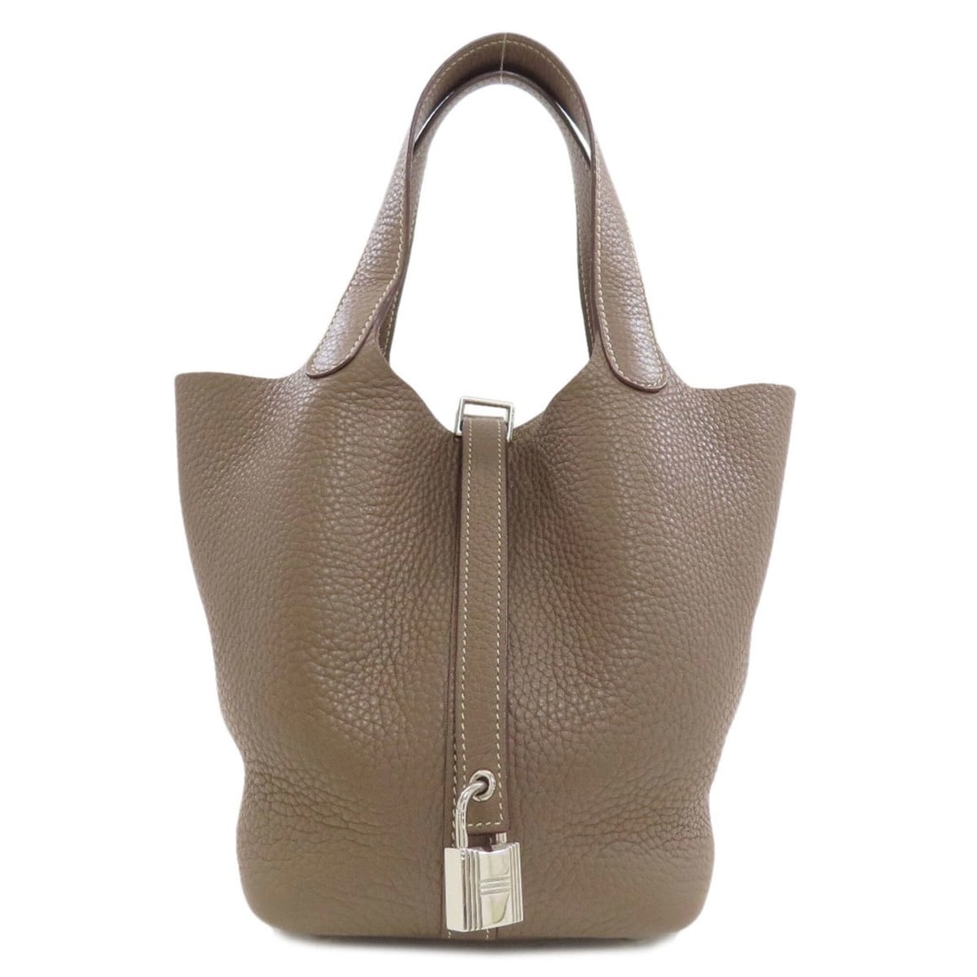 Hermes Picotin Lock PM Etoupe Silver Hardware Handbag Taurillon Leather Women's HERMES: --- Catalog ---Category: SizeSize (HxWxD): 19cm x 13cm x 18cm / 7.48'' x 5.11'' x 7.08''Category: DesignType: HandbagColor: Etoupe grayGender: WomenCategory: GeneralBrand: Hermes--- Item List ---Secti