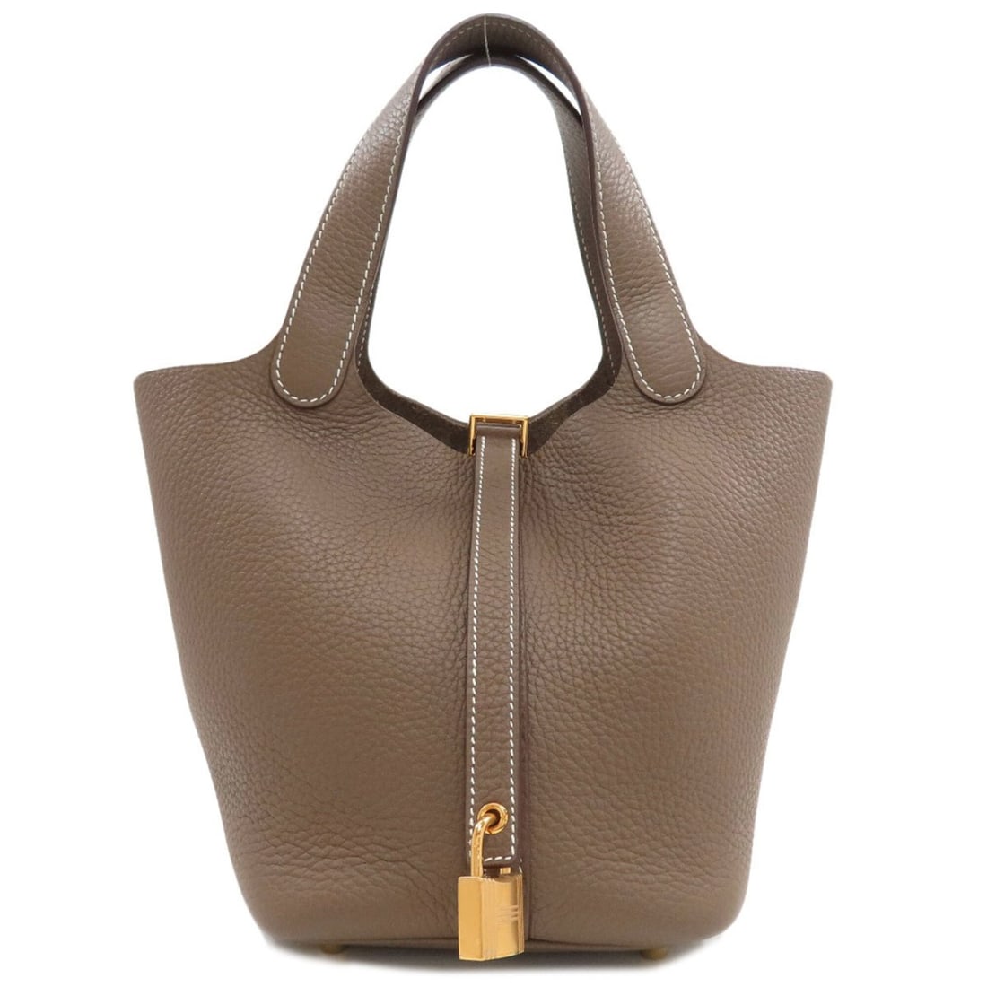 Hermes Picotin Lock PM Etoupe Gold Hardware Handbag Taurillon Leather Women's HERMES: --- Catalog ---Category: SizeSize (HxWxD): 18cm x 13.5cm x 18cm / 7.08'' x 5.31'' x 7.08''Category: DesignType: HandbagColor: Etoupe grayGender: WomenCategory: GeneralBrand: Hermes--- Item List ---Sec