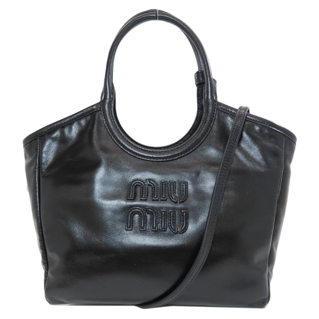 Miu Miu Miu Ivy 2-Way Tote Bag, Calfskin, Women's MIUMIU: --- Catalog ---Category: SizeSize (HxWxD): 22cm x 32cm x 11cm / 8.66'' x 12.59'' x 4.33''Category: DesignType: Tote bagColor: BlackGender: WomenMaterial: Leather Leather/Fur Type: CalfskinCategory: Ge