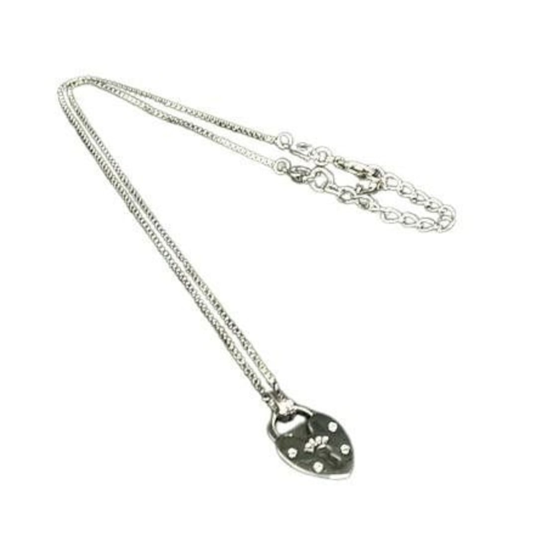 Christian Dior Necklace, Heart, Cadena, Silver Metal, Rhinestone, Women's Padlock: --- Catalog ---Category: SizePendant Size: 17mm x 11mm / 0.66'' x 0.43''Neck Circumference: 48 cm / 18.89''Category: DesignColor: SilverStone: RhinestoneGender: WomenMaterial: MetalPendant Type: Penda