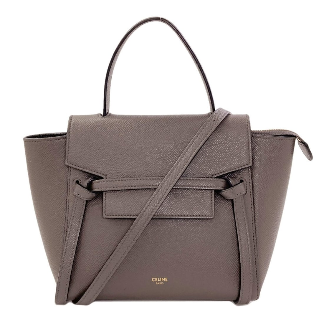 Celine Belt Bag Nano 2-Way Handbag Calfskin Women's CELINE: --- Catalog ---Category: SizeSize (HxWxD): 18.5cm x 19.5cm x 10cm / 7.28'' x 7.67'' x 3.93''Category: DesignType: HandbagColor: GrayGender: WomenCategory: GeneralBrand: Celine--- Item List ---Section: