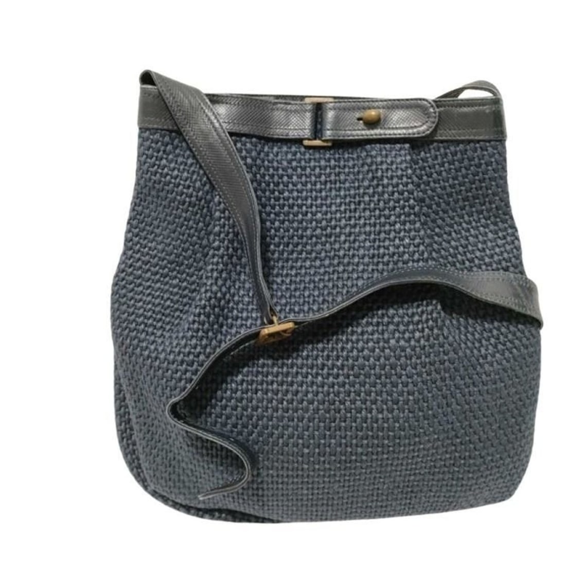 BOTTEGA VENETA Shoulder Bag, Navy Canvas Leather, Women's: --- Catalog ---Category: SizeSize (HxWxD): 36cm x 32cm x 8cm / 14.17'' x 12.59'' x 3.14''Category: DesignType: Shoulder bagColor: NavyGender: WomenMaterial: Canvas , Leather Category: GeneralLine: Int