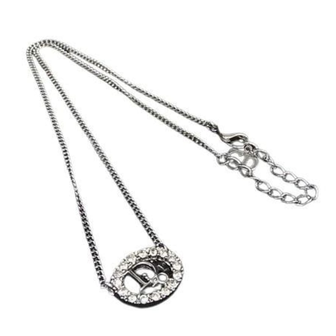 Christian Dior Necklace, Silver Metal, Rhinestones, Women's: --- Catalog ---Category: SizePendant Size: 13mm x 16mm / 0.51'' x 0.62''Neck Circumference: 44 cm / 17.32''Category: DesignColor: SilverStone: RhinestoneGender: WomenMaterial: MetalPendant Type: Penda