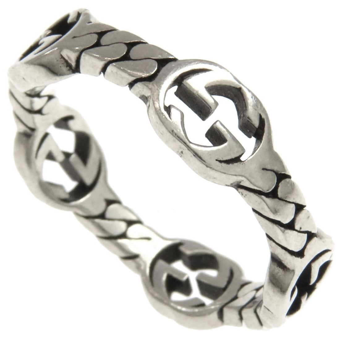 Gucci Interlocking G Chain Ring - Silver Women's: --- Catalog ---Category: SizeJP Size: 13.5US Size: 6.5Category: DesignType: Band ringColor: SilverGender: WomenMaterial: SilverCategory: GeneralBrand: Gucci--- Item List ---Section: ConditionRanking: 