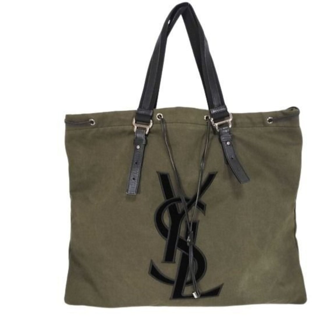 Yves Saint Laurent Tote Bag, Rive Gauche Kahala 121627, Khaki Brown Canvas Leather, Women's: --- Catalog ---Category: SizeSize (HxWxD): 41cm x 48cm / 16.14'' x 18.89''Category: DesignType: Tote bagColor: Khaki brownGender: WomenMaterial: Canvas , Leather Category: GeneralLine: KahalaBrand: Yv