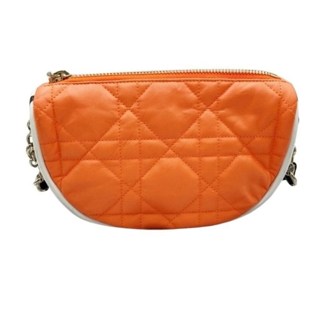 Christian Dior Cannage Vibe Small Shoulder Bag, Orange and White Lambskin, Women's, Chain: --- Catalog ---Category: SizeSize (HxWxD): 14.5cm x 22.5cm x 6cm / 5.7'' x 8.85'' x 2.36''Category: DesignType: Pochette, Shoulder bagColor: Orange, WhiteGender: WomenClosure: ZipperMaterial: Leather