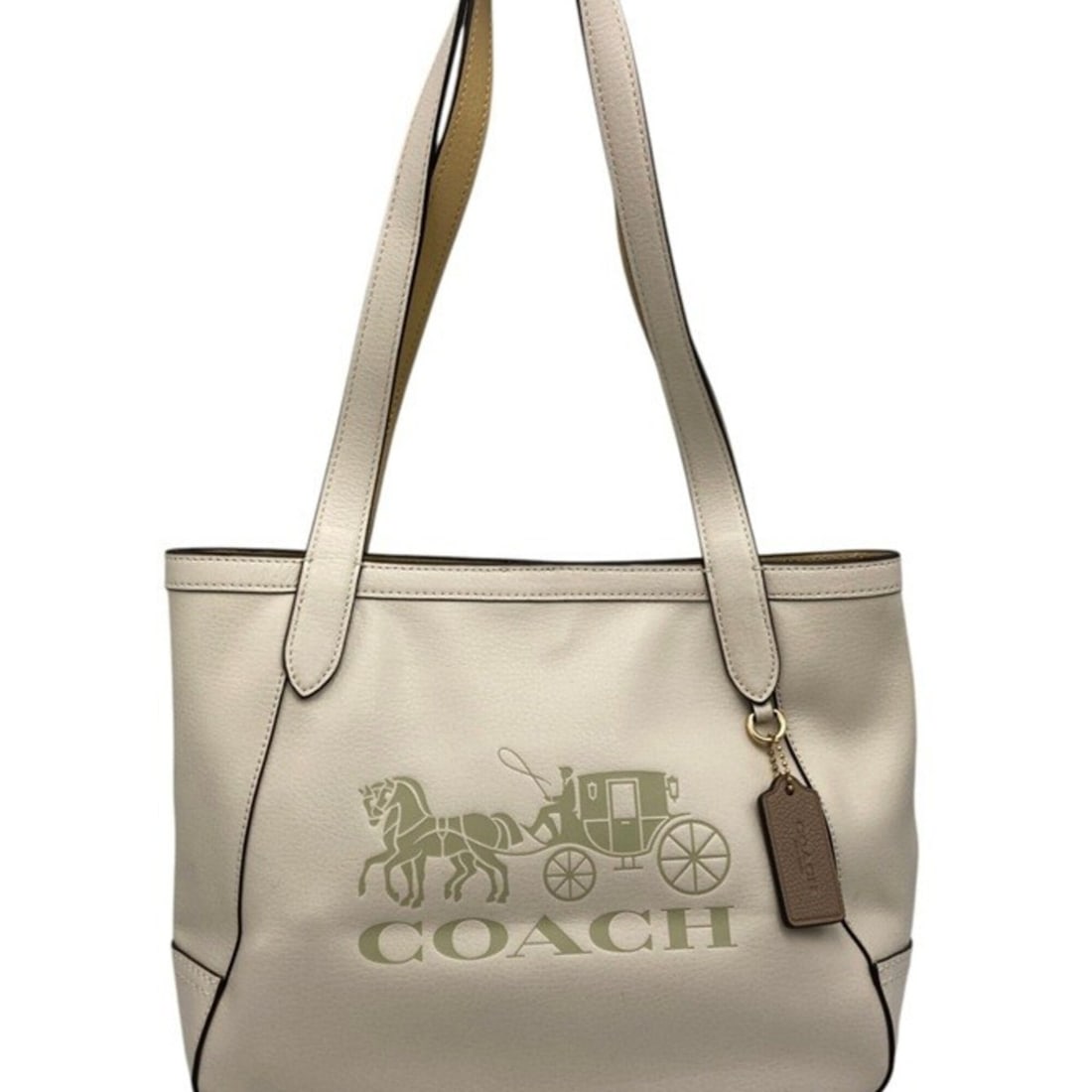COACH Horse & Carriage Leather Tote Bag C4062 D4: --- Catalog ---Category: SizeSize (HxWxD): 22.5cm x 27cm x 11.5cm / 8.85'' x 10.62'' x 4.52''Category: DesignType: Tote bagColor: Off-whiteGender: WomenMaterial: Leather Category: GeneralMPN: C4062Bra
