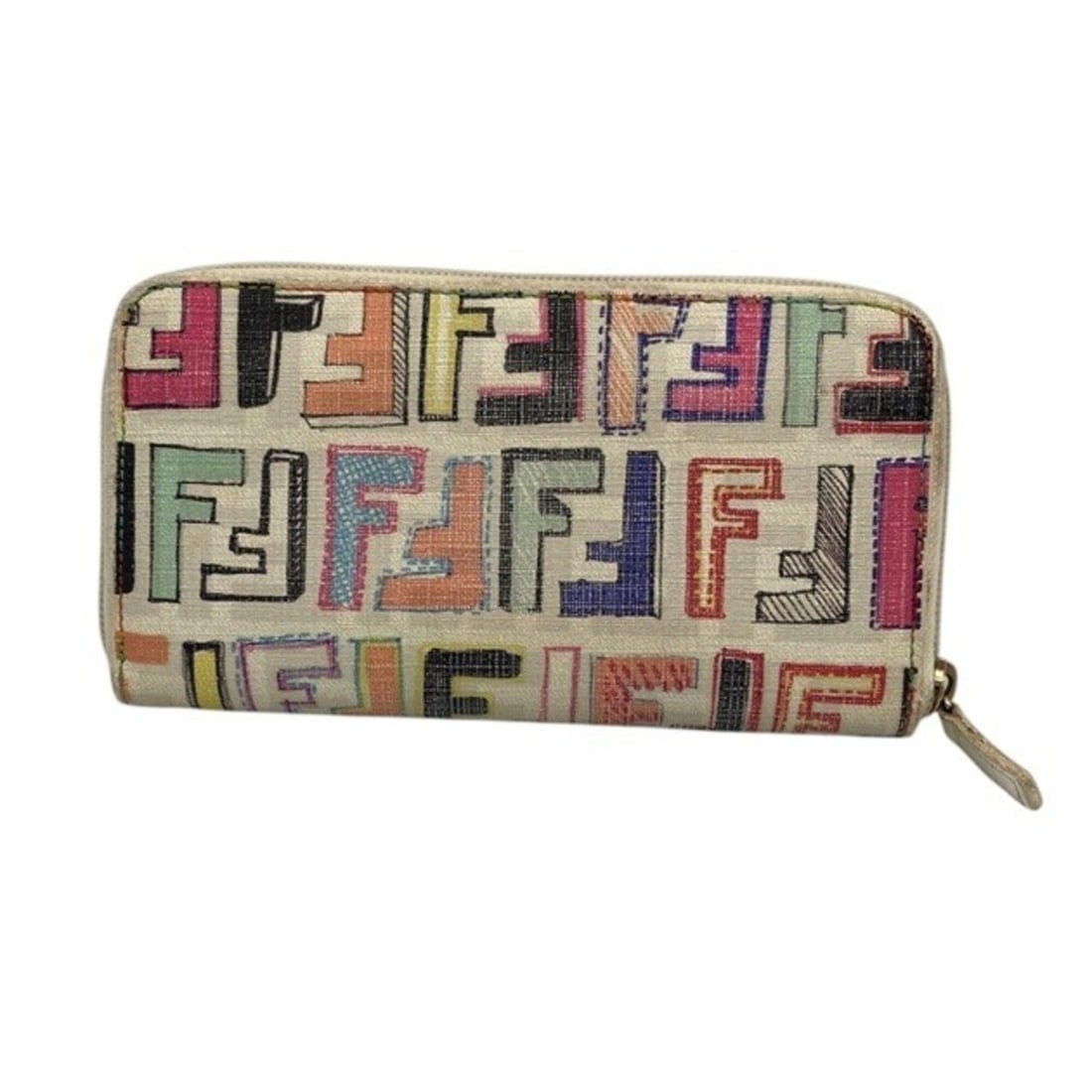 FENDI Zucca pattern multicolor round long wallet D4 (1 of 10)