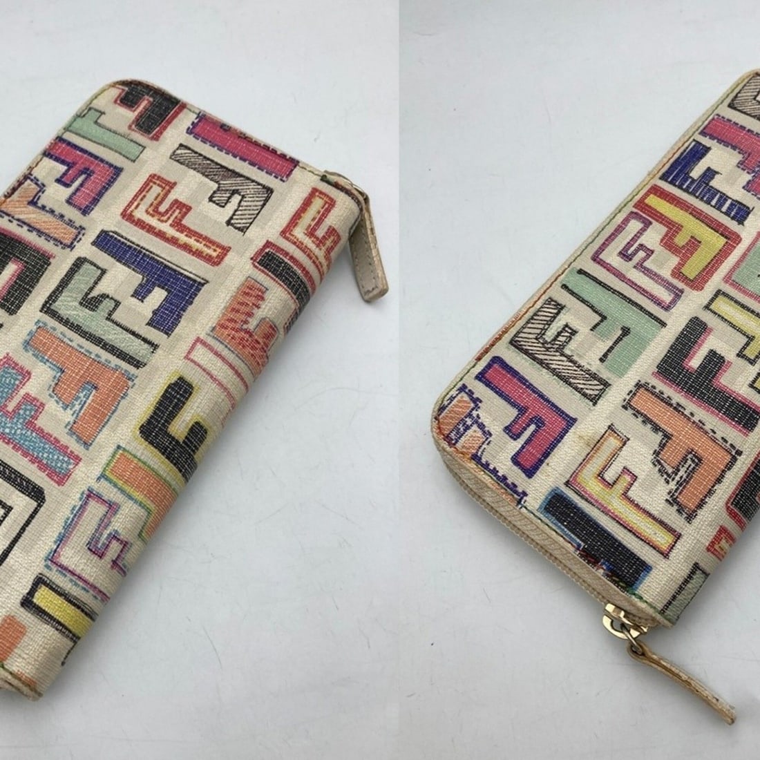 FENDI Zucca pattern multicolor round long wallet D4 - 2