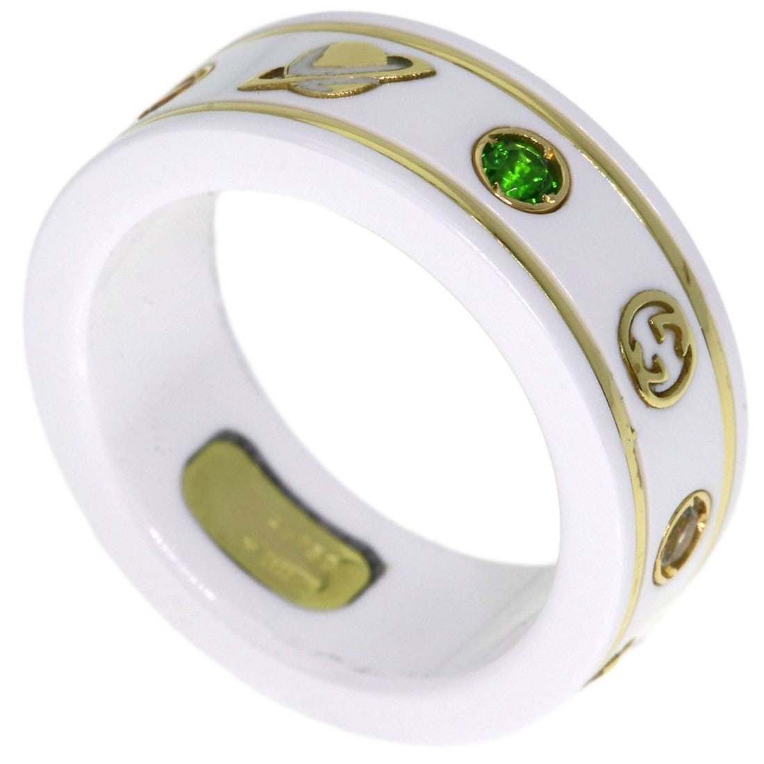 Gucci Icon Multicolor Gemstone #9 Ring, 18K Yellow Gold, Women's.: --- Catalog ---Category: SizeJP Size: 9US Size: 5Category: DesignType: Band ringGender: WomenMaterial: Yellow gold (18K)Category: GeneralLine: IconBrand: Gucci--- Item List ---Section: