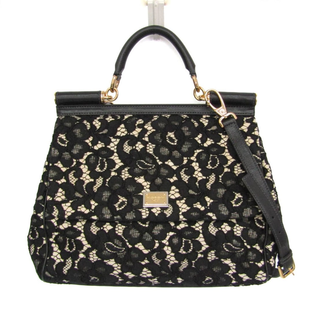 Dolce & Gabbana Sicily BB4382 Women's Hemp,Cotton Handbag,Shoulder Bag Black,Light Beige (1 of 18)