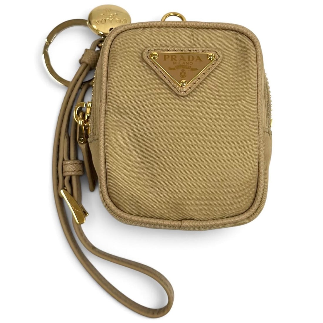 PRADA 1TT200 Mini Pouch with Wristlet, Triangle Logo, Beige, Made in Italy, Women's, Box: --- Catalog ---Category: SizeSize (HxWxD): 8cm x 6cm x 3.8cm / 3.14'' x 2.36'' x 1.49''Category: DesignType: PouchColor: BeigeGender: WomenCategory: GeneralMPN: 1TT200Brand: PradaCountry of Origin: It